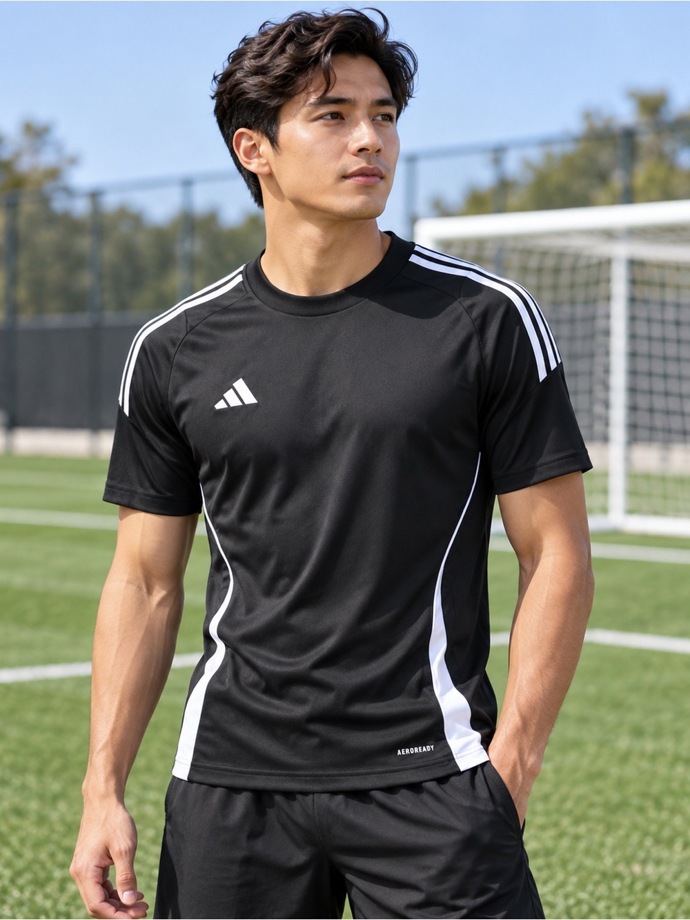 Adidas AEROREADY Slim Fit Soccer Training Shirt Black White S NWOT